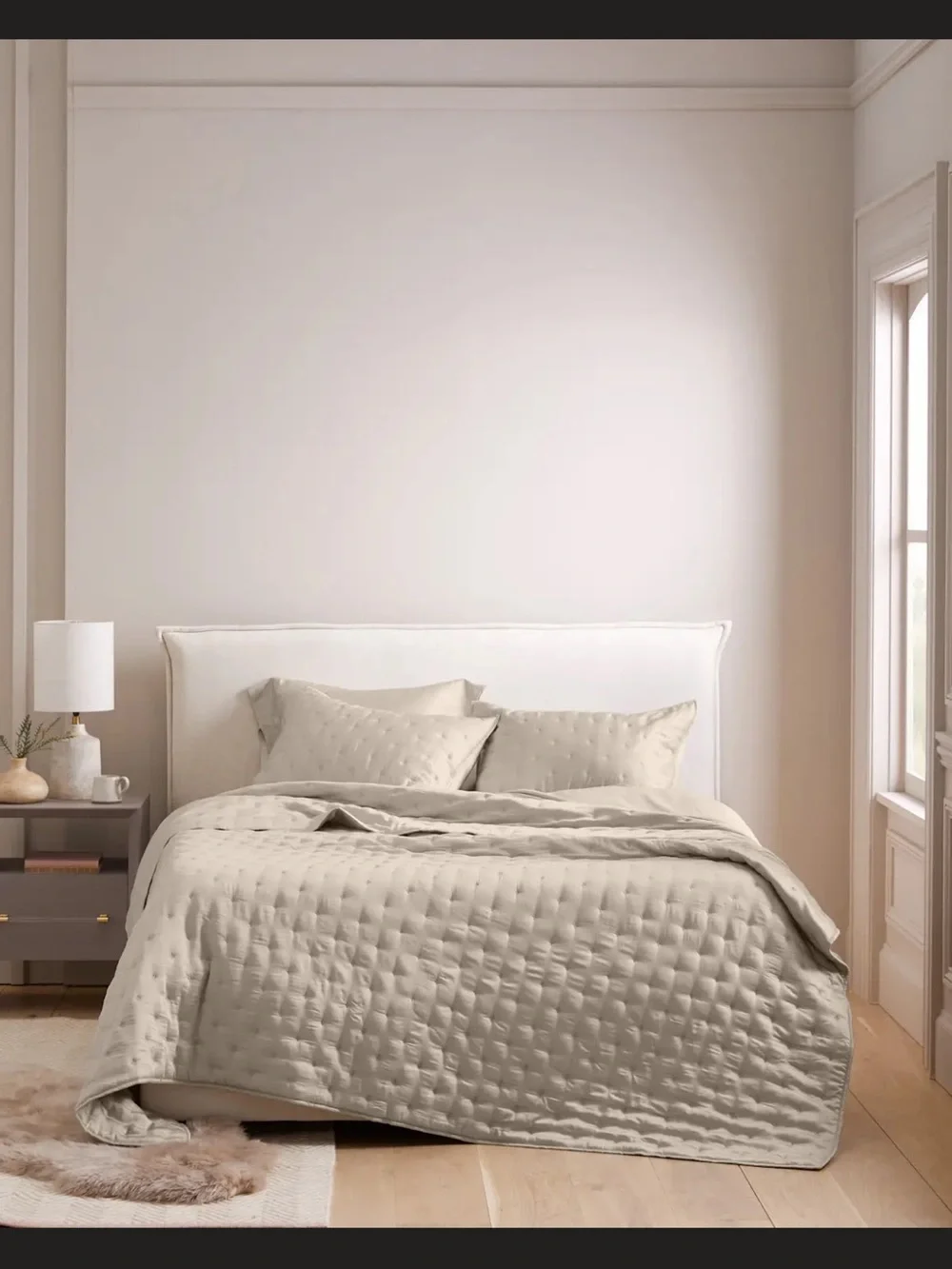 Quince Organic Minimalist Bamboo Dream Quilt in Sand - Twin